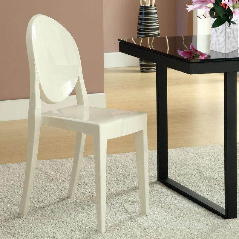 Burris Side Chair Stackable Acrylic Victorian Dining Side Chair Wrought Studio Color Clear White